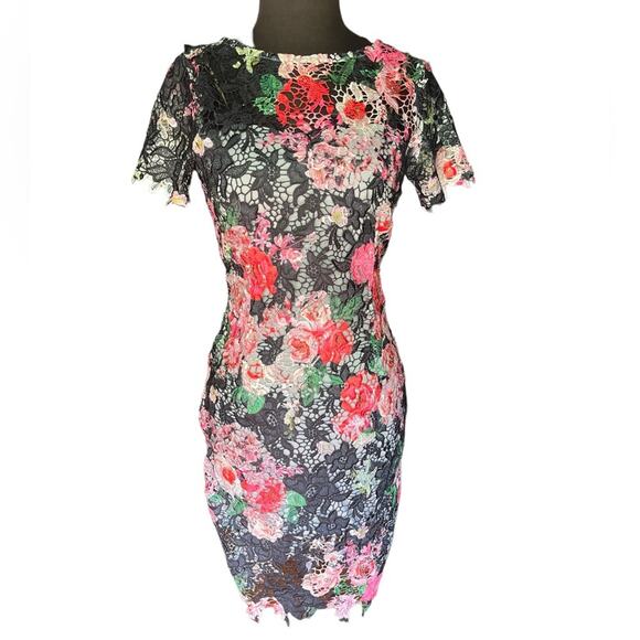 ASOS Paper Doll Colorful Floral Lace Coquette Scalloped Feminine Dress 4P - Picture 3 of 6